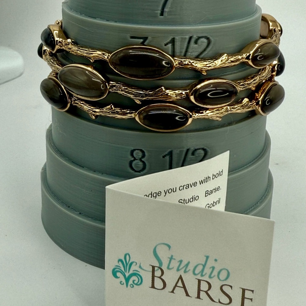 NWT Studio Barse Smoky Quartz Bangles – Set of 3 – Gold Tone – Size 8 - Picture 13 of 14